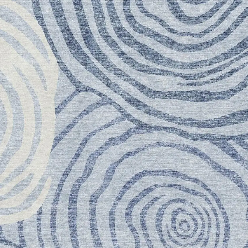 Sky Blue And Ivory Abstract Washable Area Rug With UV Protection Photo 3