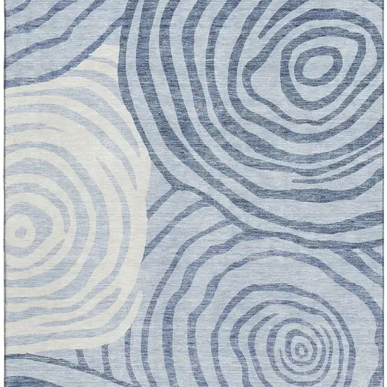 Sky Blue And Ivory Abstract Washable Area Rug With UV Protection Photo 4