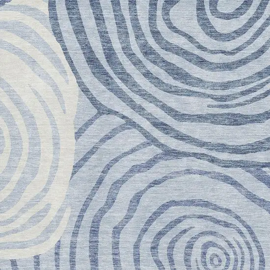 Sky Blue And Ivory Abstract Washable Area Rug With UV Protection Photo 3