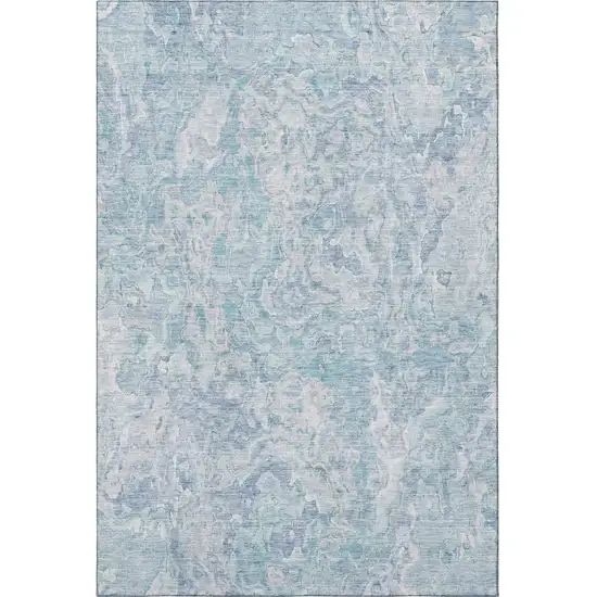 Sky Blue And Ivory Abstract Washable Area Rug With UV Protection Photo 3