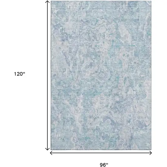 Sky Blue And Ivory Abstract Washable Area Rug With UV Protection Photo 3
