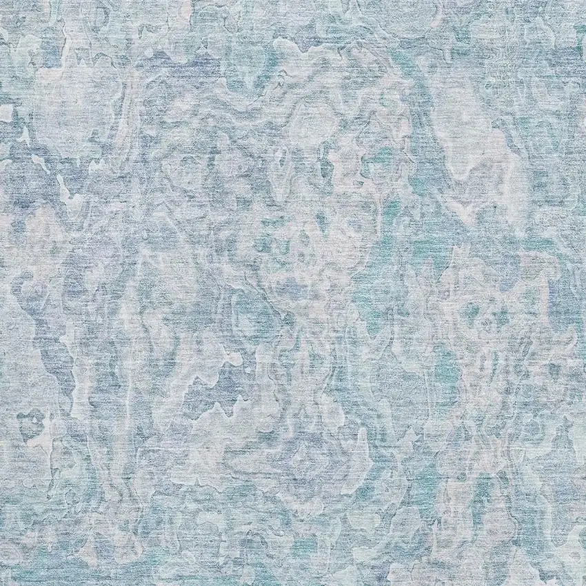 Sky Blue And Ivory Abstract Washable Area Rug With UV Protection Photo 3