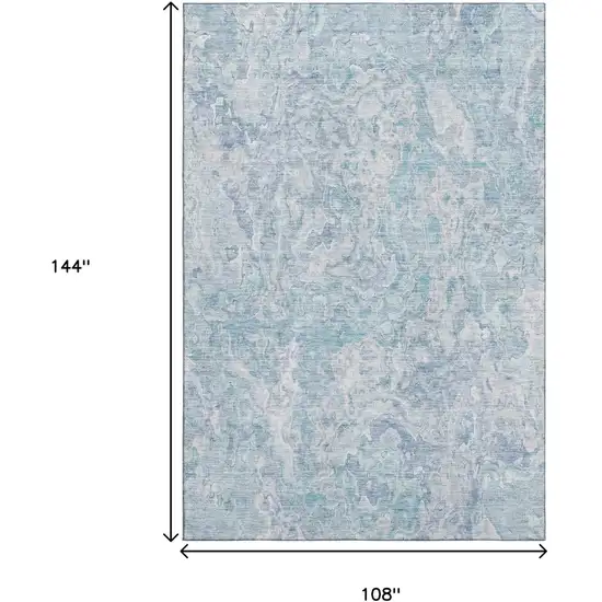 Sky Blue And Ivory Abstract Washable Area Rug With UV Protection Photo 3