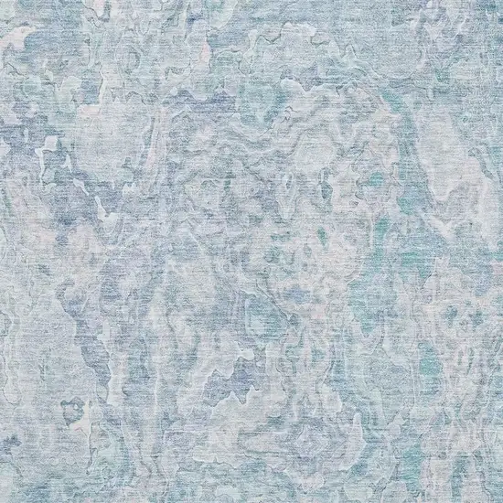 Sky Blue And Ivory Abstract Washable Area Rug With UV Protection Photo 3