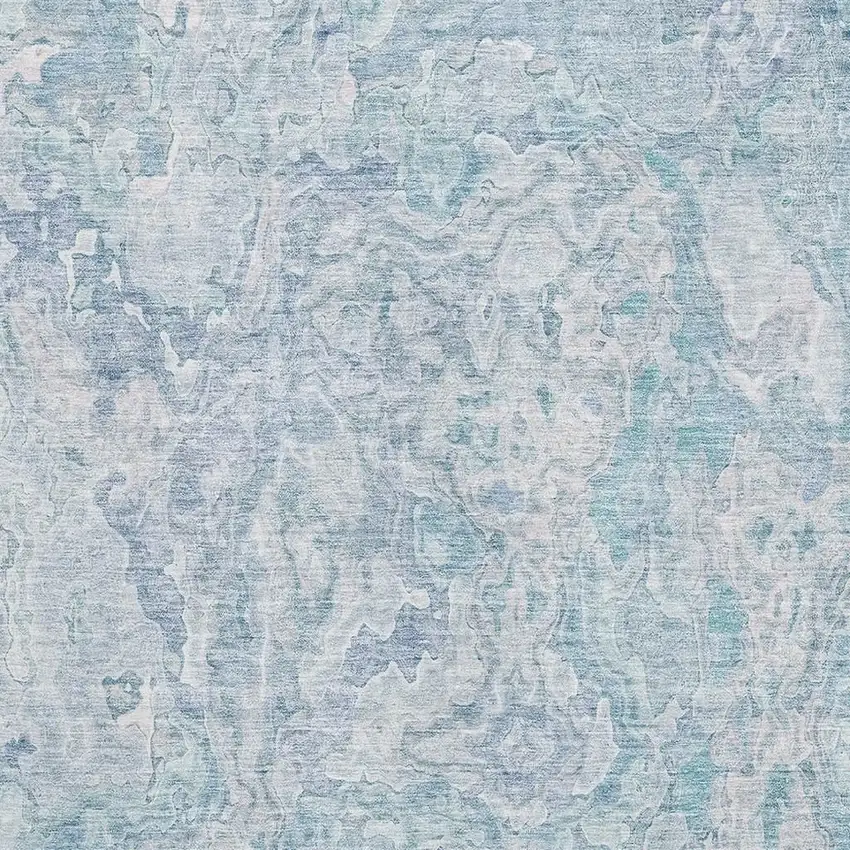 Sky Blue And Ivory Abstract Washable Area Rug With UV Protection Photo 3