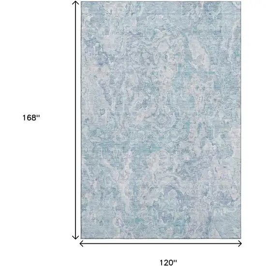 Sky Blue And Ivory Abstract Washable Area Rug With UV Protection Photo 3