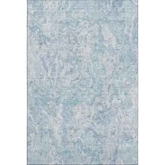 Sky Blue And Ivory Abstract Washable Area Rug With UV Protection Photo 1
