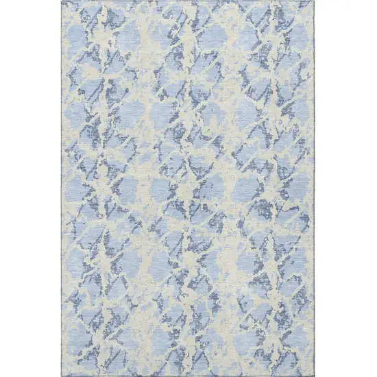 Sky Blue And Ivory Abstract Washable Area Rug With UV Protection Photo 3