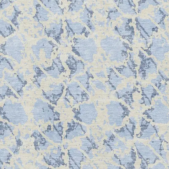 Sky Blue And Ivory Abstract Washable Area Rug With UV Protection Photo 2