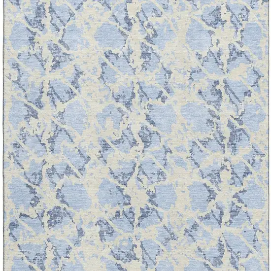 Sky Blue And Ivory Abstract Washable Area Rug With UV Protection Photo 3