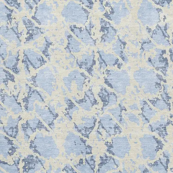 Sky Blue And Ivory Abstract Washable Area Rug With UV Protection Photo 2