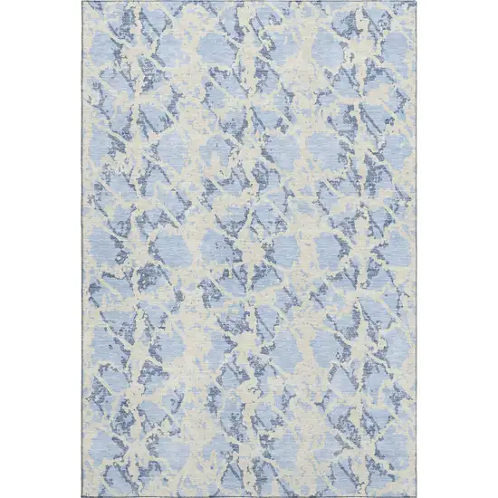 Sky Blue And Ivory Abstract Washable Area Rug With UV Protection Photo 1
