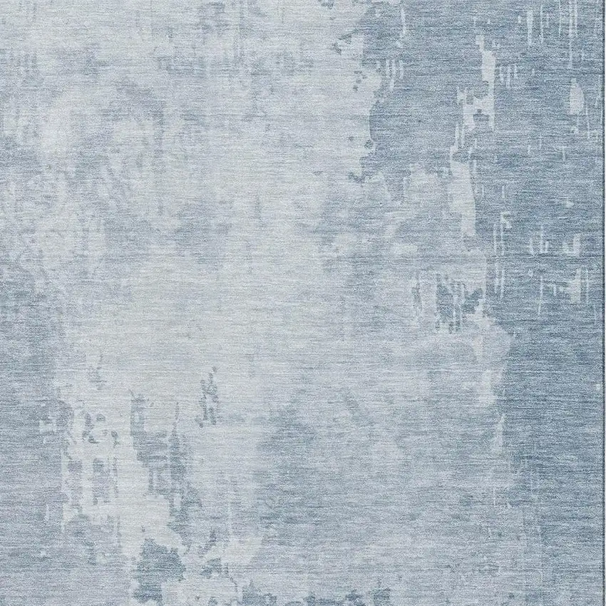 Sky Blue And Ivory Abstract Washable Area Rug With UV Protection Photo 2