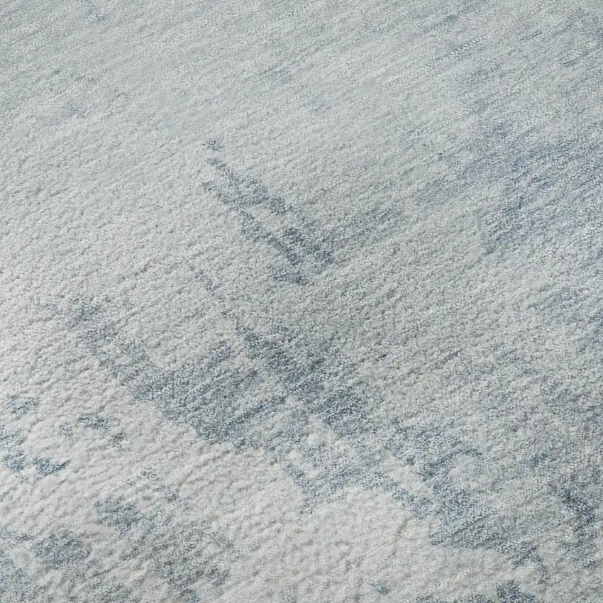 Sky Blue And Ivory Abstract Washable Area Rug With UV Protection Photo 9