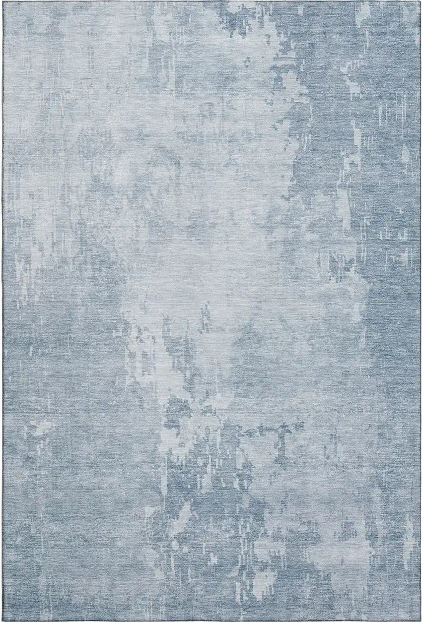Sky Blue And Ivory Abstract Washable Area Rug With UV Protection Photo 1