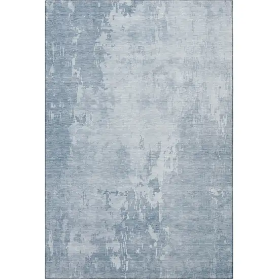 Sky Blue And Ivory Abstract Washable Area Rug With UV Protection Photo 3