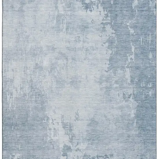 Sky Blue And Ivory Abstract Washable Area Rug With UV Protection Photo 2