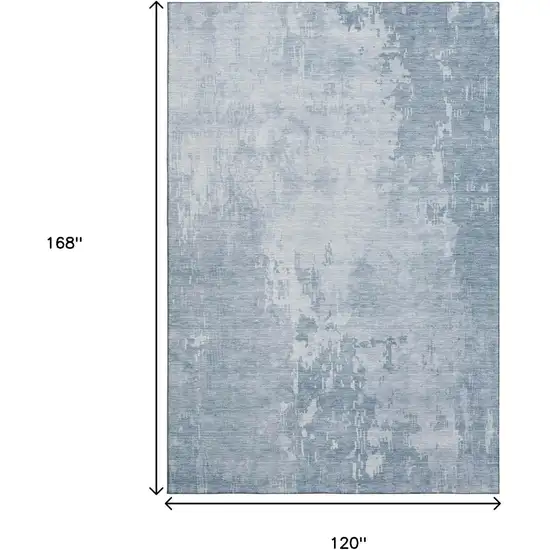Sky Blue And Ivory Abstract Washable Area Rug With UV Protection Photo 9