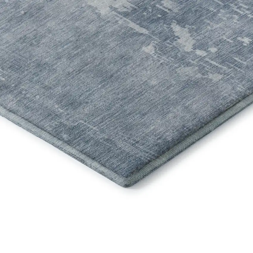 Sky Blue And Ivory Abstract Washable Area Rug With UV Protection Photo 6