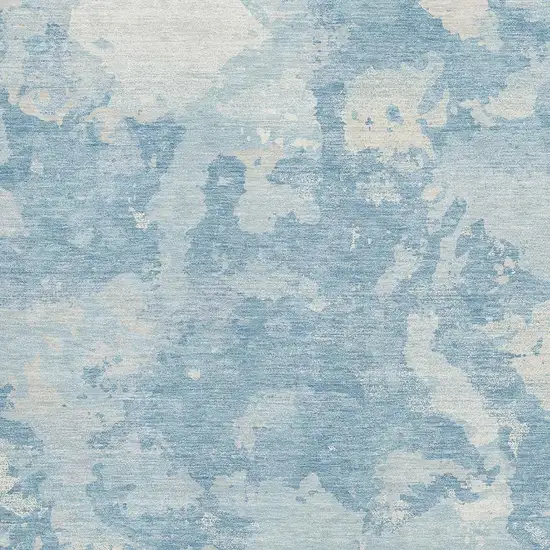Sky Blue And Ivory Abstract Washable Area Rug With UV Protection Photo 2