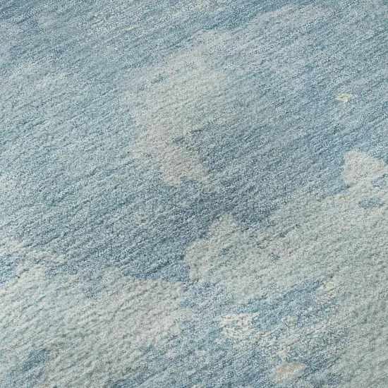 Sky Blue And Ivory Abstract Washable Area Rug With UV Protection Photo 9