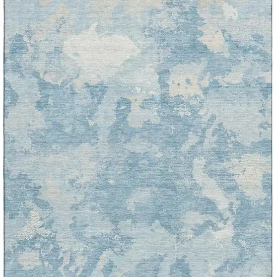 Sky Blue And Ivory Abstract Washable Area Rug With UV Protection Photo 3