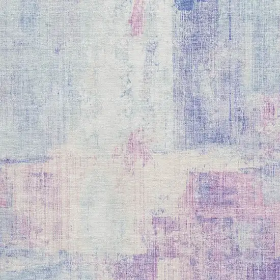 Sky Blue And Ivory Abstract Washable Area Rug With UV Protection Photo 2