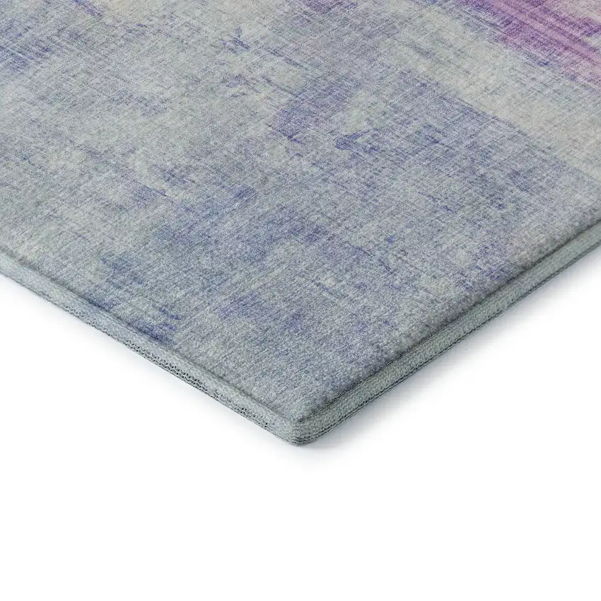 Sky Blue And Ivory Abstract Washable Area Rug With UV Protection Photo 7