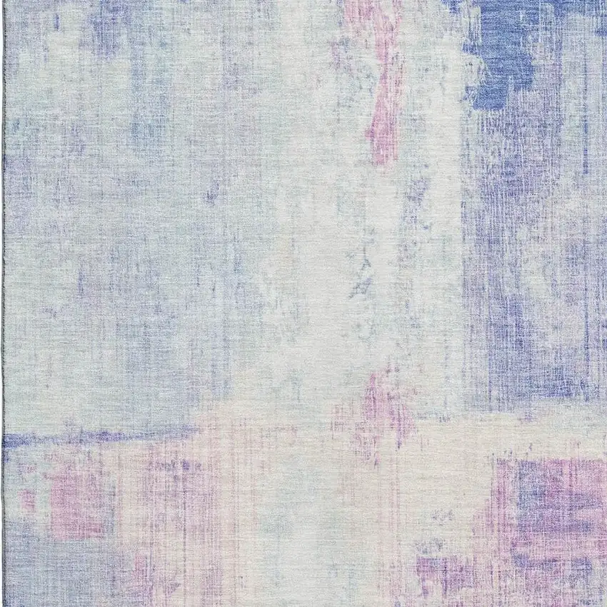 Sky Blue And Ivory Abstract Washable Area Rug With UV Protection Photo 2