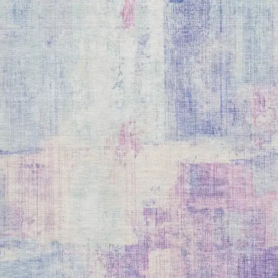 Sky Blue And Ivory Abstract Washable Area Rug With UV Protection Photo 2