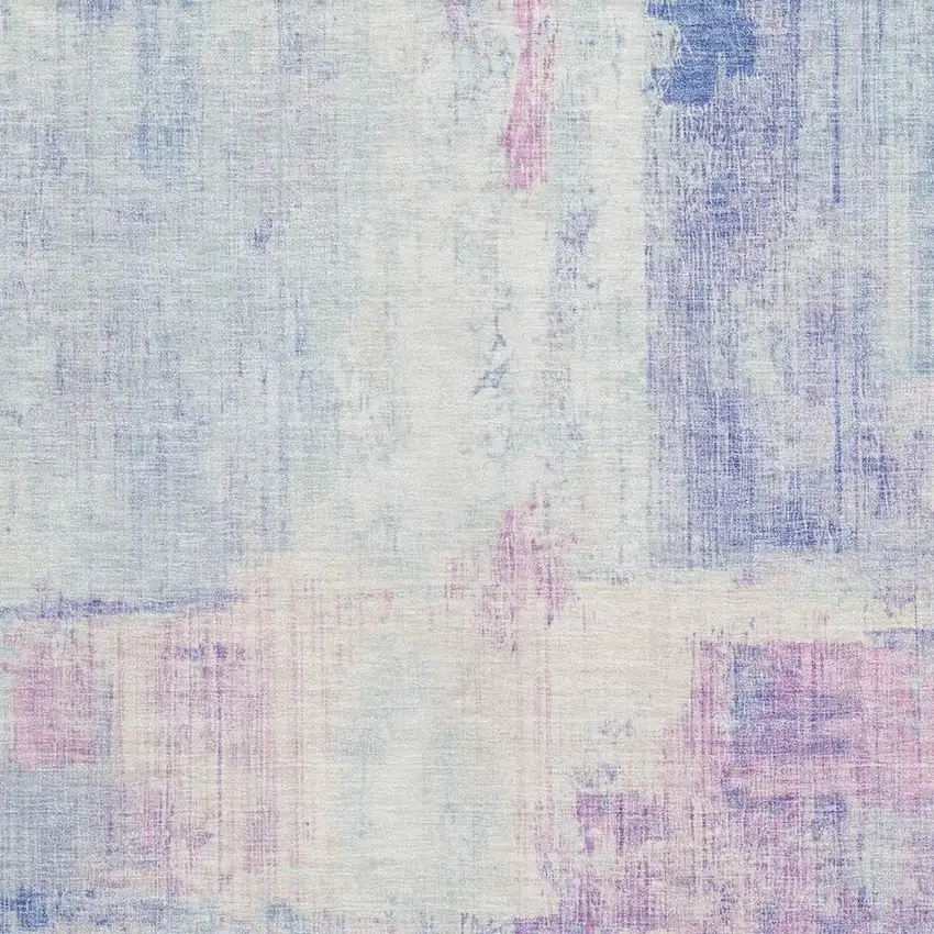 Sky Blue And Ivory Abstract Washable Area Rug With UV Protection Photo 3