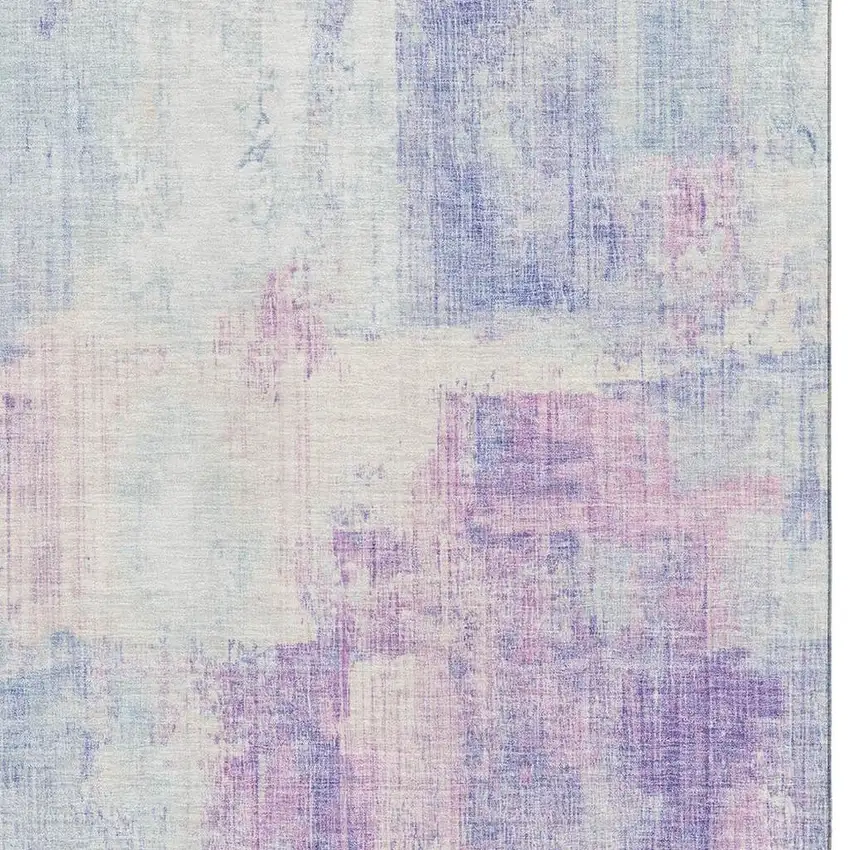 Sky Blue And Ivory Abstract Washable Area Rug With UV Protection Photo 2