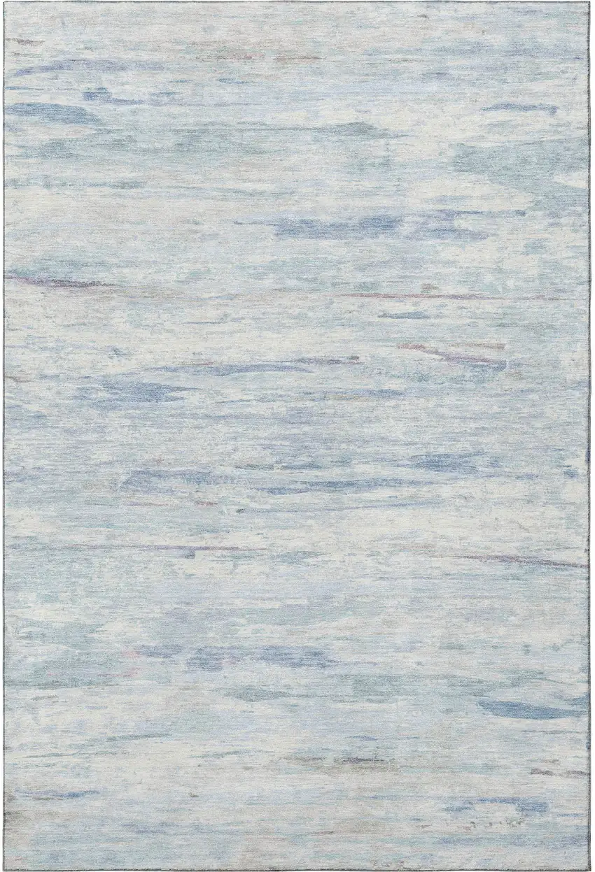 Sky Blue And Ivory Abstract Washable Area Rug With UV Protection Photo 4