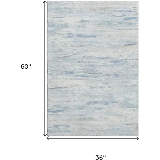 Sky Blue And Ivory Abstract Washable Area Rug With UV Protection Photo 9