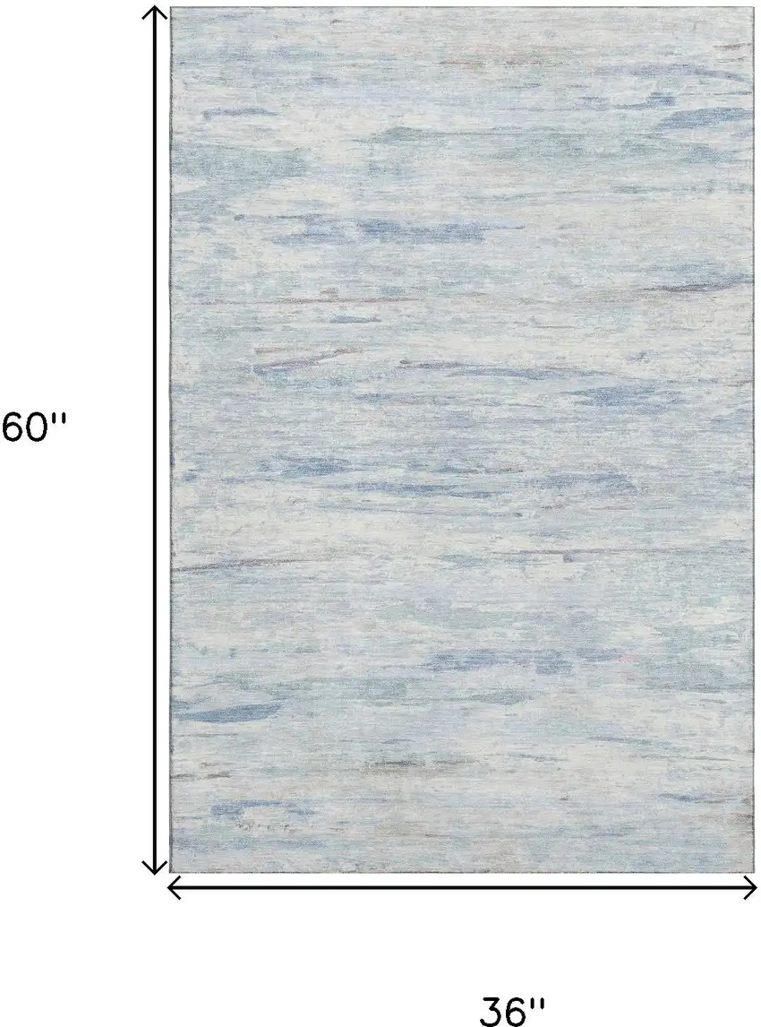 Sky Blue And Ivory Abstract Washable Area Rug With UV Protection Photo 9