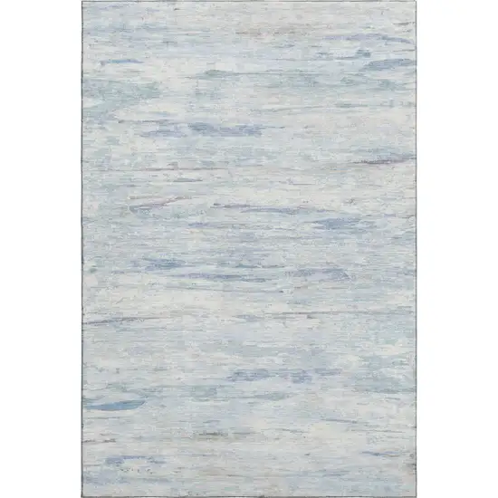 Sky Blue And Ivory Abstract Washable Area Rug With UV Protection Photo 1