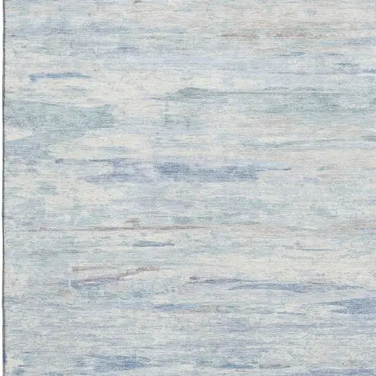 Sky Blue And Ivory Abstract Washable Area Rug With UV Protection Photo 3