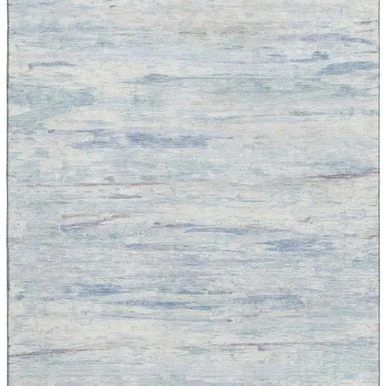 Sky Blue And Ivory Abstract Washable Area Rug With UV Protection Photo 4