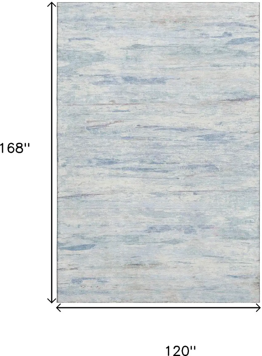 Sky Blue And Ivory Abstract Washable Area Rug With UV Protection Photo 9