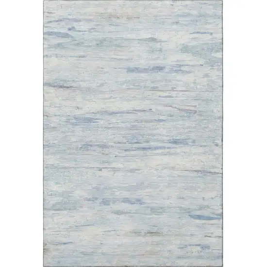 Sky Blue And Ivory Abstract Washable Area Rug With UV Protection Photo 3