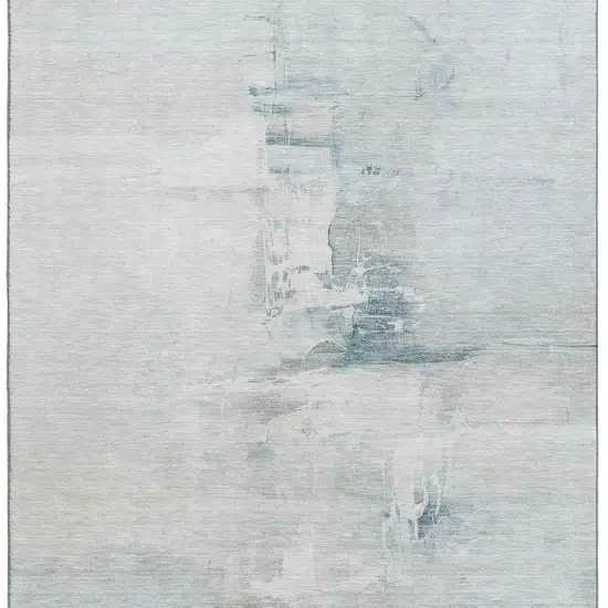 Sky Blue And Ivory Abstract Washable Area Rug With UV Protection Photo 8