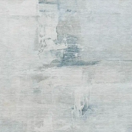 Sky Blue And Ivory Abstract Washable Area Rug With UV Protection Photo 3