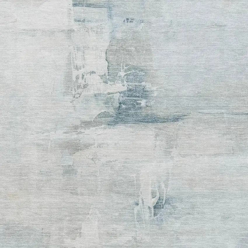 Sky Blue And Ivory Abstract Washable Area Rug With UV Protection Photo 3