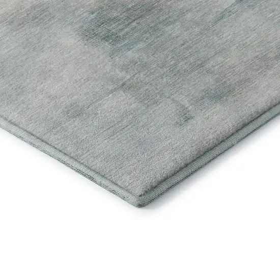 Sky Blue And Ivory Abstract Washable Area Rug With UV Protection Photo 9