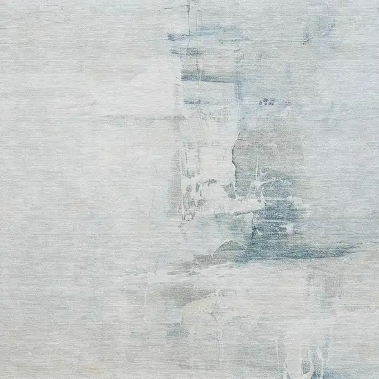 Sky Blue And Ivory Abstract Washable Area Rug With UV Protection Photo 3