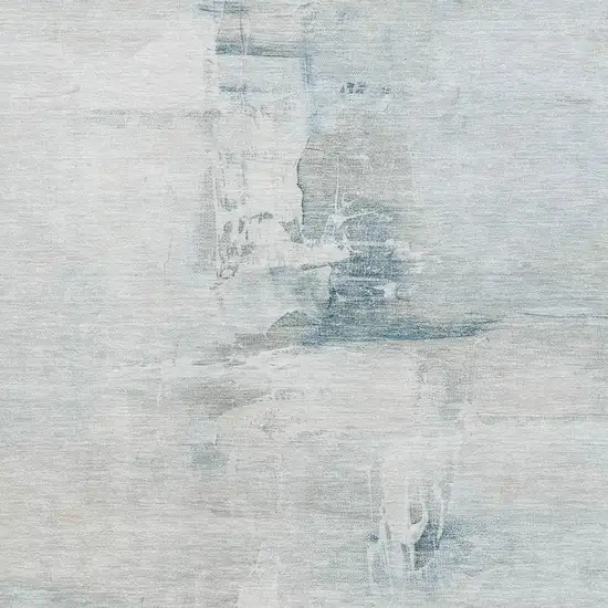 Sky Blue And Ivory Abstract Washable Area Rug With UV Protection Photo 7