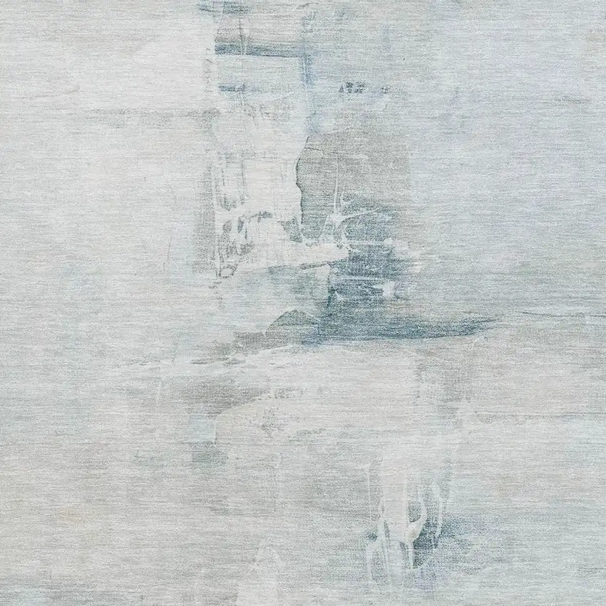 Sky Blue And Ivory Abstract Washable Area Rug With UV Protection Photo 7