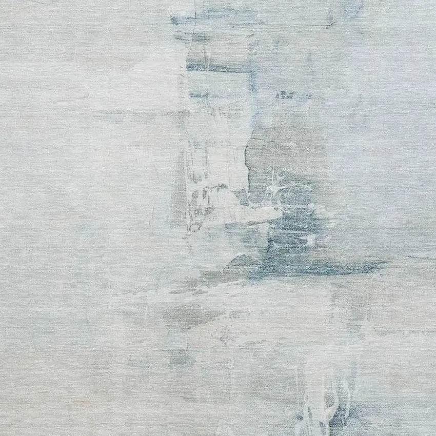 Sky Blue And Ivory Abstract Washable Area Rug With UV Protection Photo 7