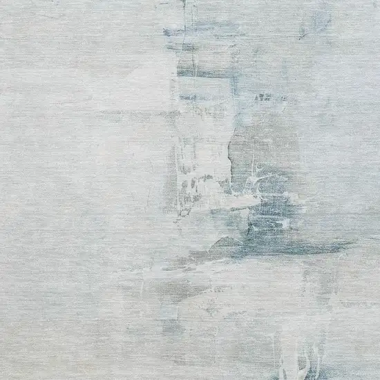 Sky Blue And Ivory Abstract Washable Area Rug With UV Protection Photo 3