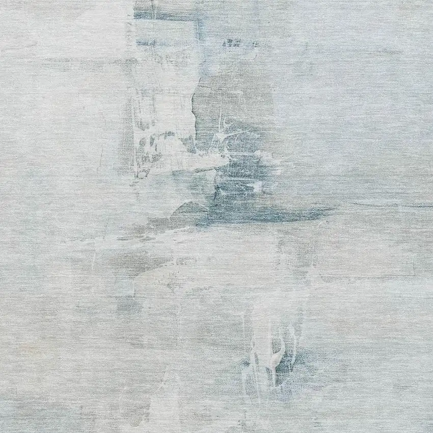 Sky Blue And Ivory Abstract Washable Area Rug With UV Protection Photo 7